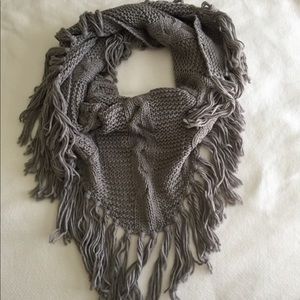 Grey Fringe Scarf